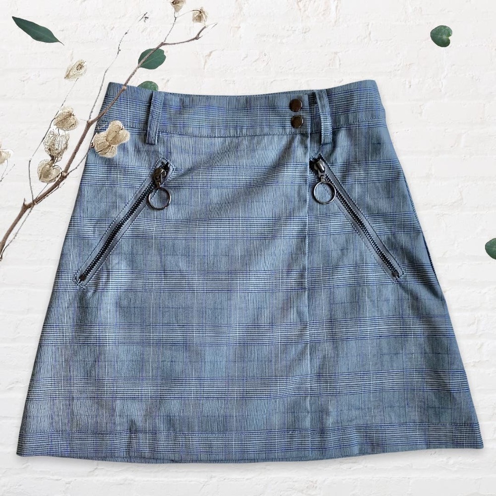 LF Mags & Pye Plaid Wrap A-Line Mini Skirt Size 2